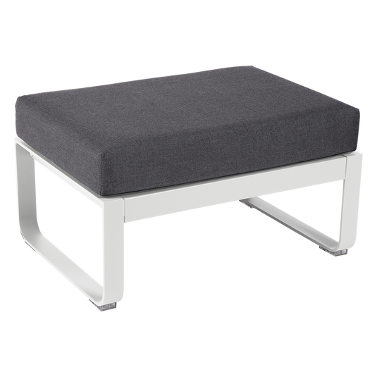 Fermob Bellevie 1-seater ottoman– Cotton White frame with Graphite Grey fabric cushions