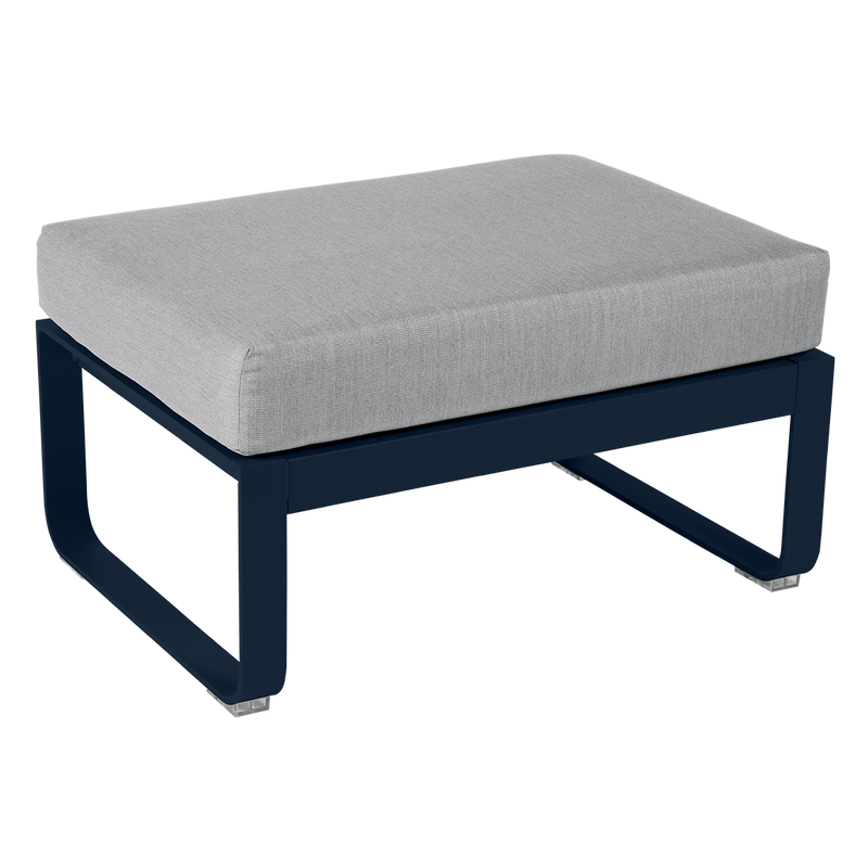 Load image into Gallery viewer, Fermob Bellevie 1-seater ottoman– Deep Blue frame with Flannel Grey fabric cushions
