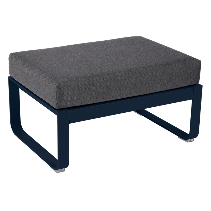 Load image into Gallery viewer, Fermob Bellevie 1-seater ottoman– Deep Blue frame with Graphite Grey fabric cushions
