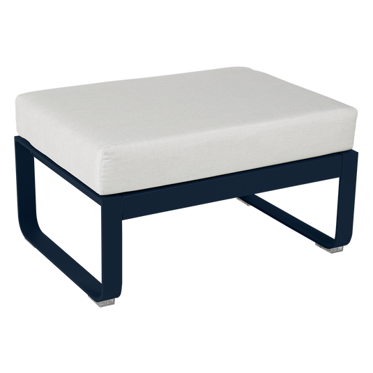 Fermob Bellevie 1-seater ottoman– Deep Blue frame with Off-White fabric cushions