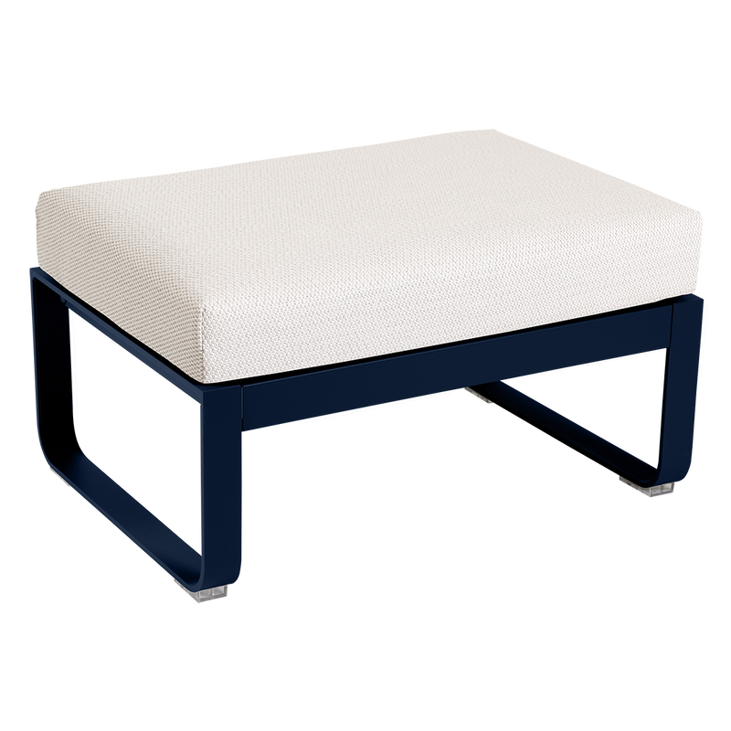 Load image into Gallery viewer, Fermob Bellevie 1-seater ottoman– Deep Blue frame with Pearl fabric cushions
