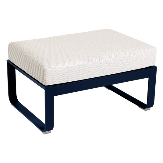 Fermob Bellevie 1-seater ottoman– Deep Blue frame with Pearl fabric cushions