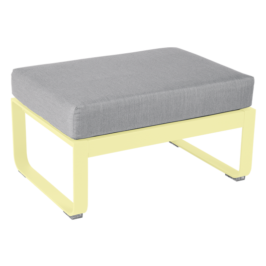 Fermob Bellevie 1-seater ottoman– Frosted Lemon frame with Flannel Grey fabric cushions