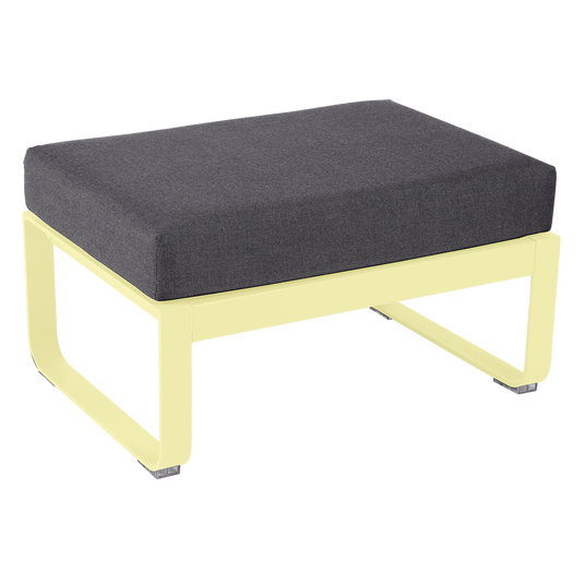 Fermob Bellevie 1-seater ottoman– Frosted Lemon frame with Graphite Grey fabric cushions