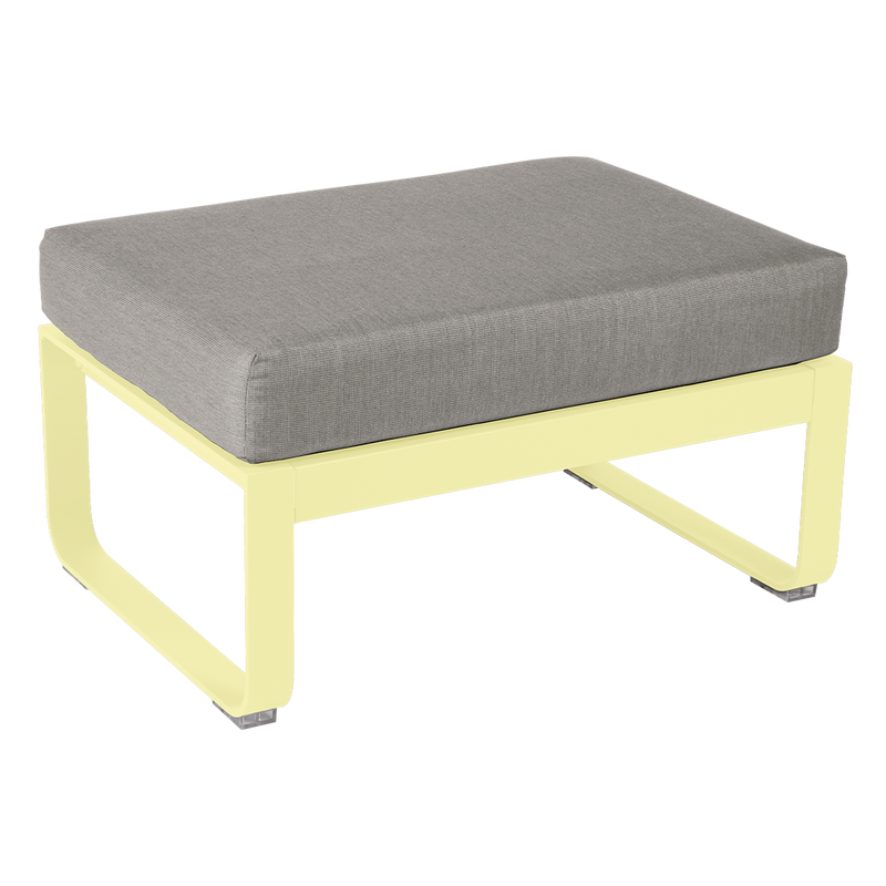Load image into Gallery viewer, Fermob Bellevie 1-seater ottoman– Frosted Lemon frame with Grey Taupe fabric cushions
