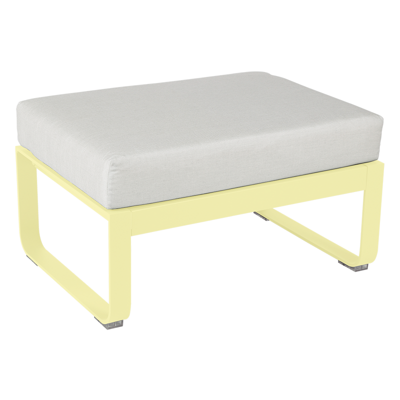 Load image into Gallery viewer, Fermob Bellevie 1-seater ottoman– Frosted Lemon frame with Off-White fabric cushions
