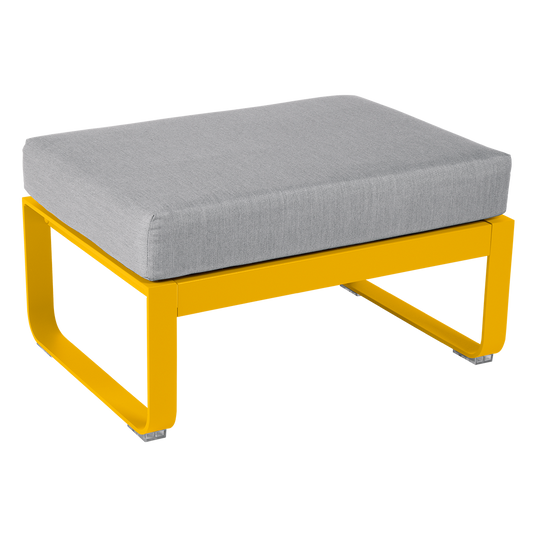 Fermob Bellevie 1-seater ottoman– Honey frame with Flannel Grey fabric cushions