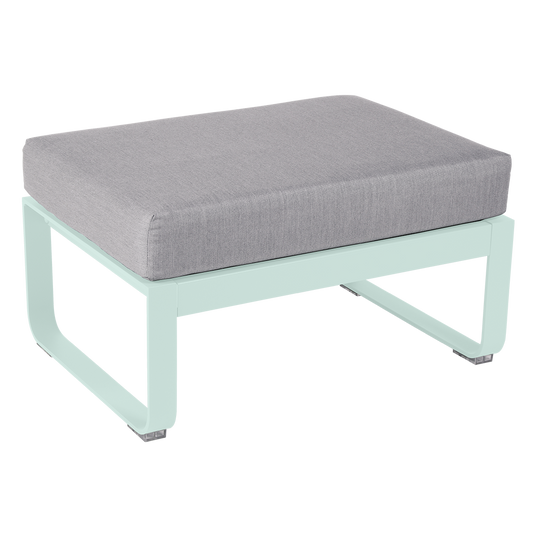 Fermob Bellevie 1-seater ottoman– Ice Mint frame with Flannel Grey fabric cushions