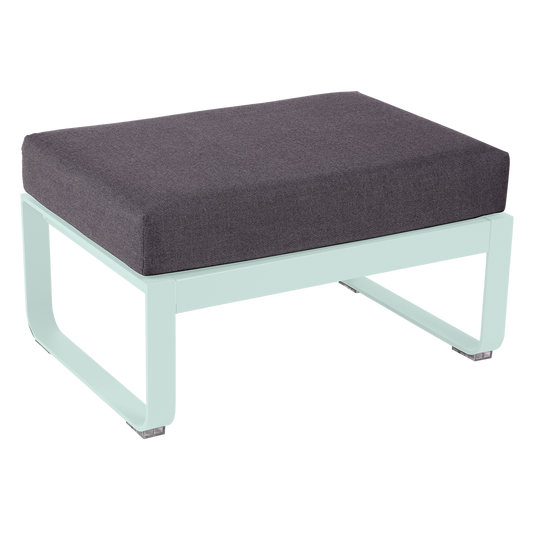 Fermob Bellevie 1-seater ottoman– Ice Mint frame with Graphite Grey fabric cushions