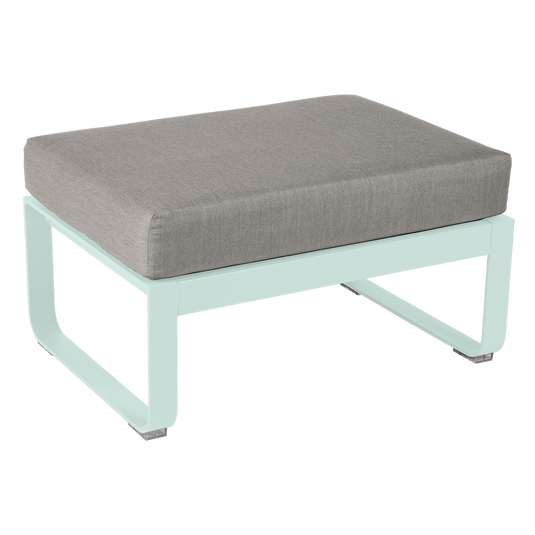 Fermob Bellevie 1-seater ottoman– Ice Mint frame with Grey Taupe fabric cushions