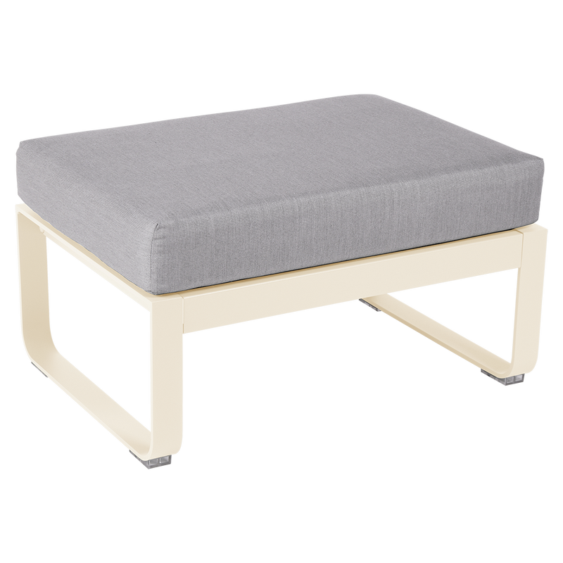 Load image into Gallery viewer, Fermob Bellevie 1-seater ottoman– Latte Beige frame with Flannel Grey fabric cushions
