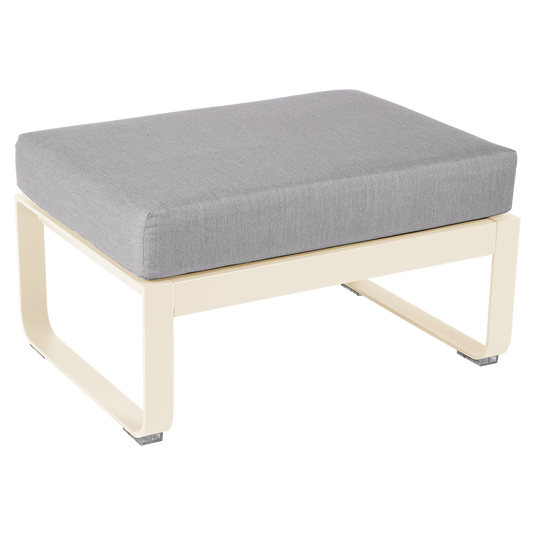 Fermob Bellevie 1-seater ottoman– Latte Beige frame with Flannel Grey fabric cushions