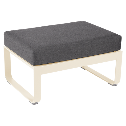 Fermob Bellevie 1-seater ottoman– Latte Beige frame with Graphite Grey fabric cushions