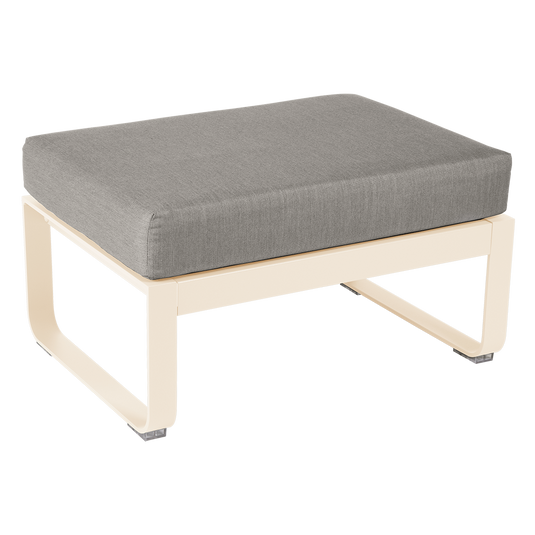 Fermob Bellevie 1-seater ottoman– Latte Beige frame with Grey Taupe fabric cushions