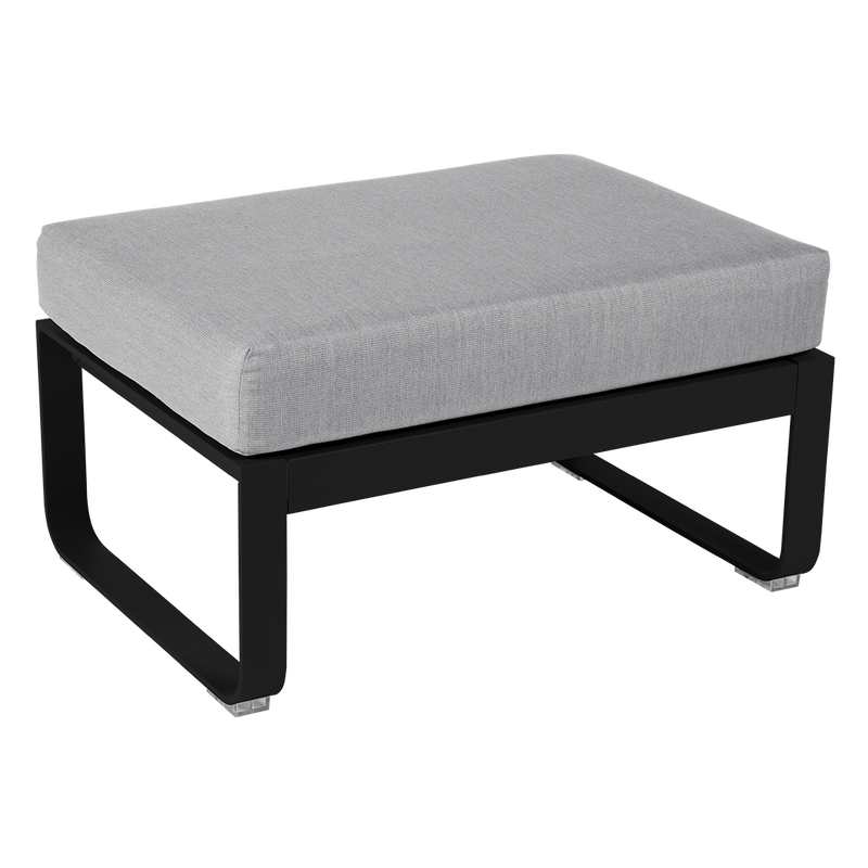 Load image into Gallery viewer, Fermob Bellevie 1-seater ottoman– Liquorice frame with Flannel Grey fabric cushions
