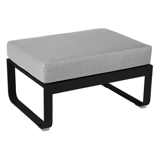 Fermob Bellevie 1-seater ottoman– Liquorice frame with Flannel Grey fabric cushions
