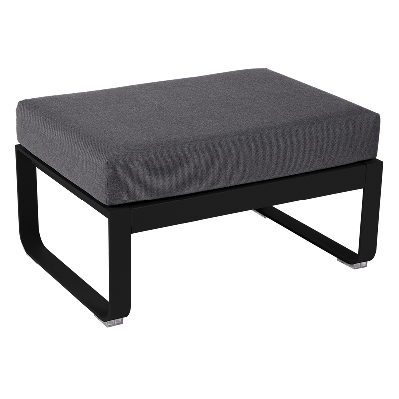 Load image into Gallery viewer, Fermob Bellevie 1-seater ottoman– Liquorice frame with Graphite Grey fabric cushions
