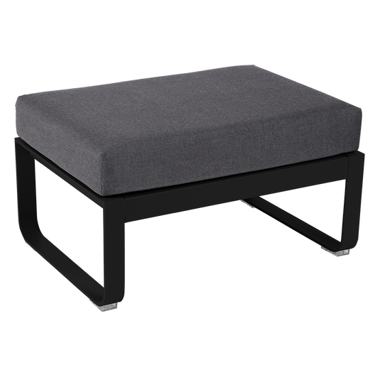 Fermob Bellevie 1-seater ottoman– Liquorice frame with Graphite Grey fabric cushions