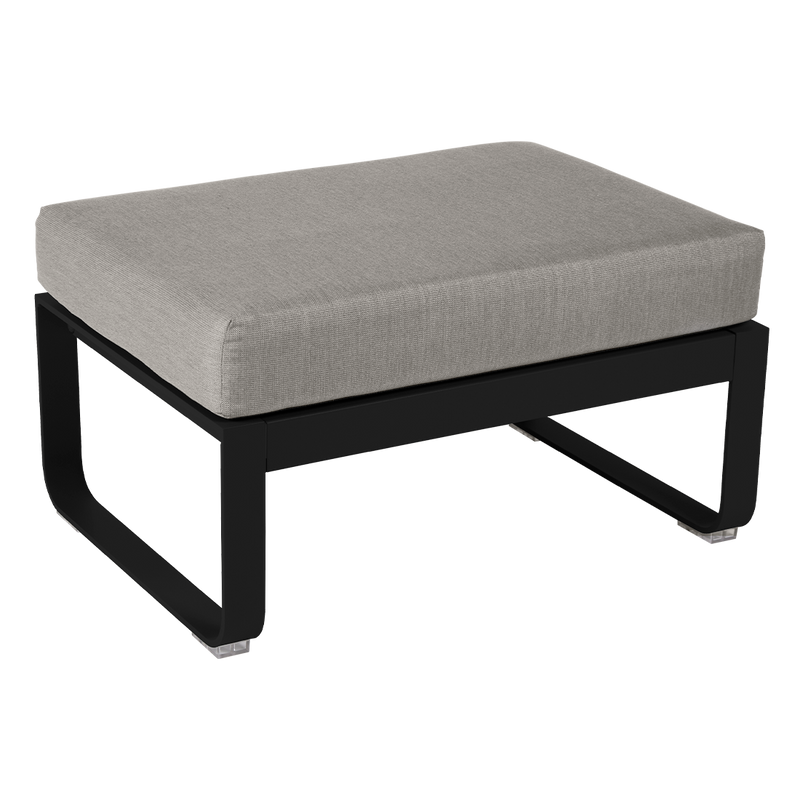 Load image into Gallery viewer, Fermob Bellevie 1-seater ottoman– Liquorice frame with Grey Taupe fabric cushions

