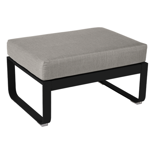 Fermob Bellevie 1-seater ottoman– Liquorice frame with Grey Taupe fabric cushions
