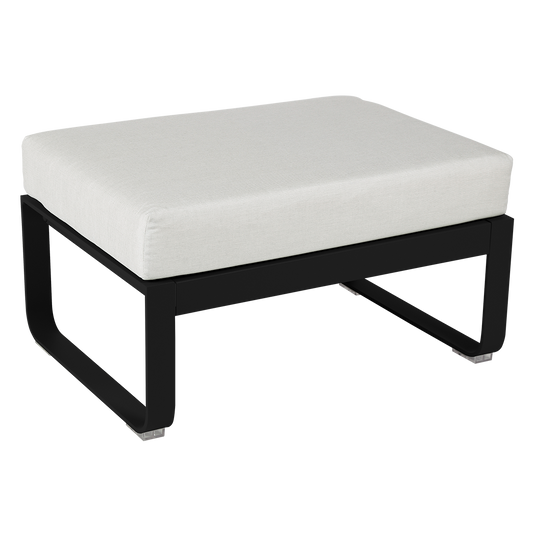 Fermob Bellevie 1-seater ottoman– Liquorice frame with Off-White fabric cushions
