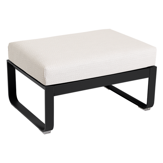 Fermob Bellevie 1-seater ottoman– Liquorice frame with Pearl fabric cushions