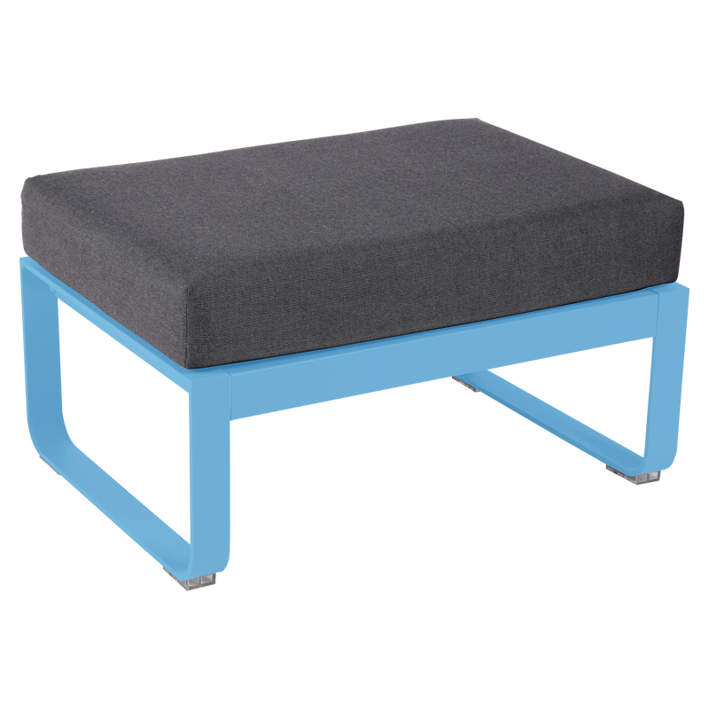 Load image into Gallery viewer, Fermob Bellevie 1-seater ottoman– Maya Blue frame with Graphite Grey fabric cushions
