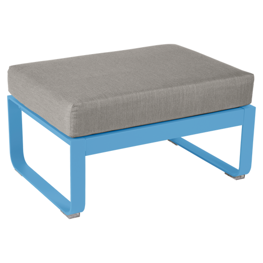Fermob Bellevie 1-seater ottoman– Maya Blue frame with Grey Taupe fabric cushions