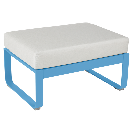 Fermob Bellevie 1-seater ottoman– Maya Blue frame with Off-White fabric cushions