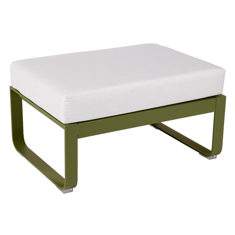 Load image into Gallery viewer, Fermob Bellevie 1-seater ottoman– Pesto Green frame with Off-White fabric cushions
