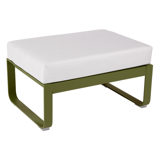 Fermob Bellevie 1-seater ottoman– Pesto Green frame with Off-White fabric cushions