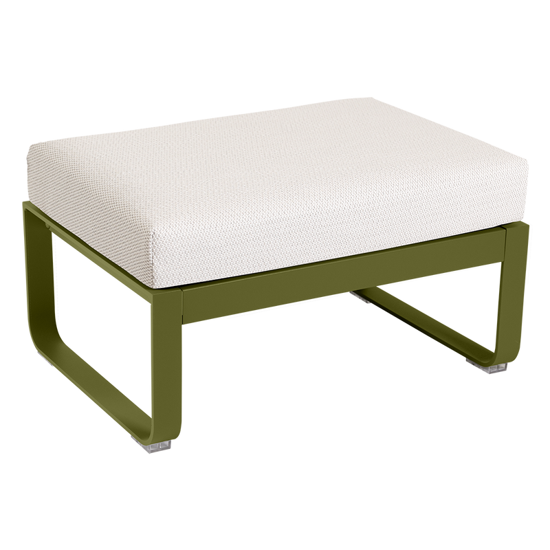 Load image into Gallery viewer, Fermob Bellevie 1-seater ottoman– Pesto Green frame with Pearl fabric cushions
