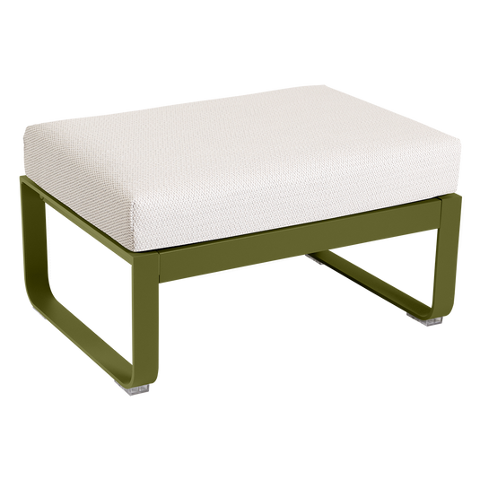 Fermob Bellevie 1-seater ottoman– Pesto Green frame with Pearl fabric cushions