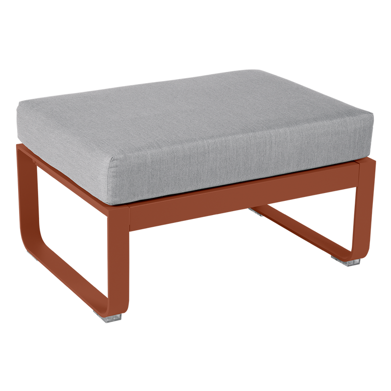 Load image into Gallery viewer, Fermob Bellevie 1-seater ottoman– Red Ochre frame with Flannel Grey fabric cushions
