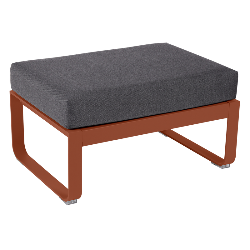 Load image into Gallery viewer, Fermob Bellevie 1-seater ottoman– Red Ochre frame with Graphite Grey fabric cushions
