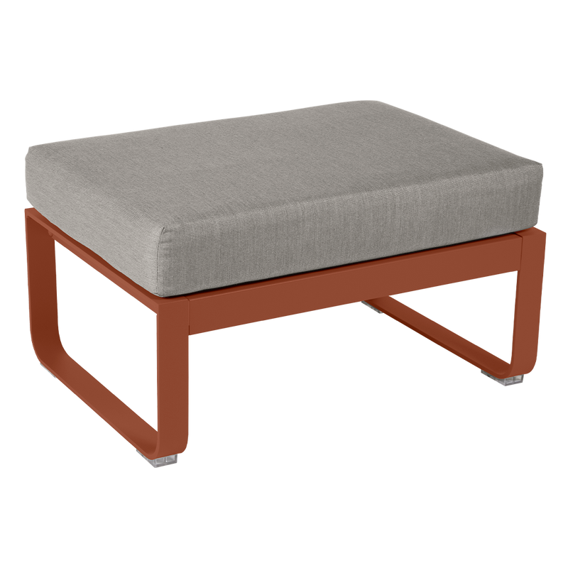 Load image into Gallery viewer, Fermob Bellevie 1-seater ottoman– Red Ochre frame with Grey Taupe fabric cushions
