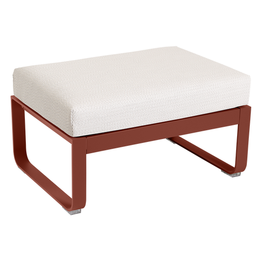 Fermob Bellevie 1-seater ottoman– Red Ochre frame with Pearl fabric cushions