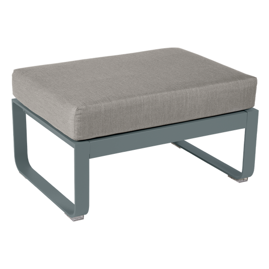 Fermob Bellevie 1-seater ottoman– Storm Grey frame with Grey Taupe fabric cushions