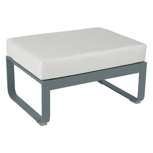 Fermob Bellevie 1-seater ottoman– Storm Grey frame with Off-White fabric cushions