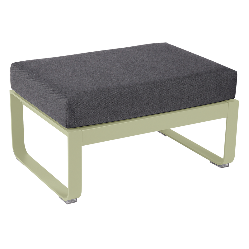 Load image into Gallery viewer, Fermob Bellevie 1-seater ottoman– Willow Green frame with Graphite Grey fabric cushions
