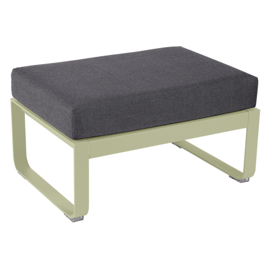 Fermob Bellevie 1-seater ottoman– Willow Green frame with Graphite Grey fabric cushions