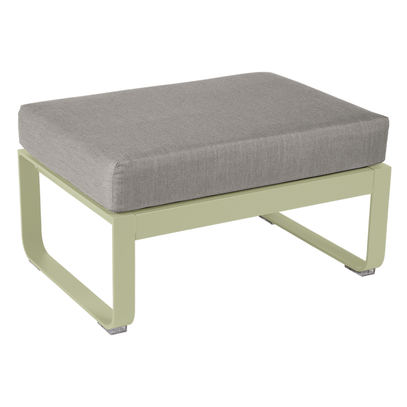 Load image into Gallery viewer, Fermob Bellevie 1-seater ottoman– Willow Green frame with Grey Taupe fabric cushions
