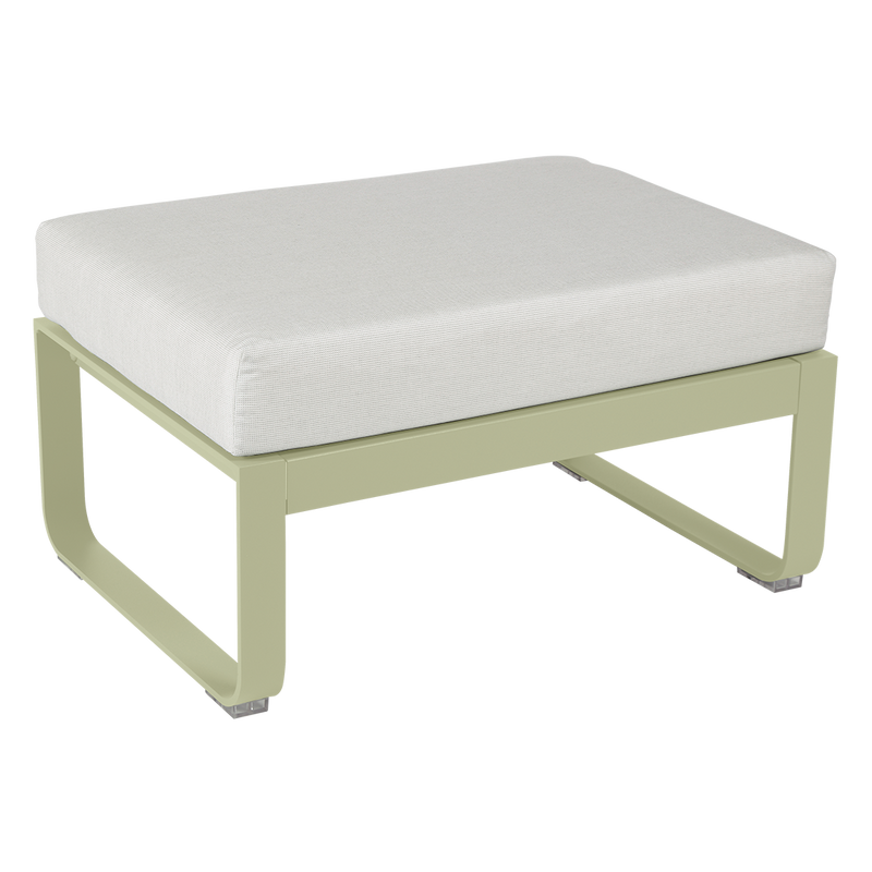 Load image into Gallery viewer, Fermob Bellevie 1-seater ottoman– Willow Green frame with Off-White fabric cushions
