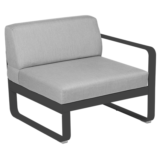 Fermob Bellevie 1-Seater Right Module – Anthracite frame with Flannel Grey fabric cushions