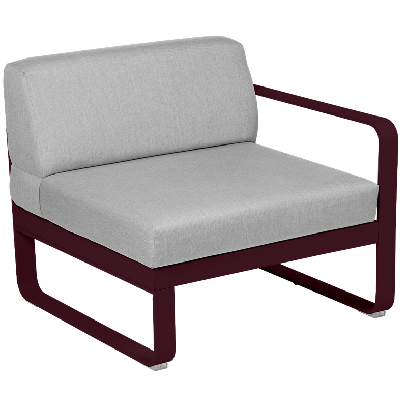 Load image into Gallery viewer, Fermob Bellevie 1-Seater Right Module – Black Cherry frame with Flannel Grey fabric cushions
