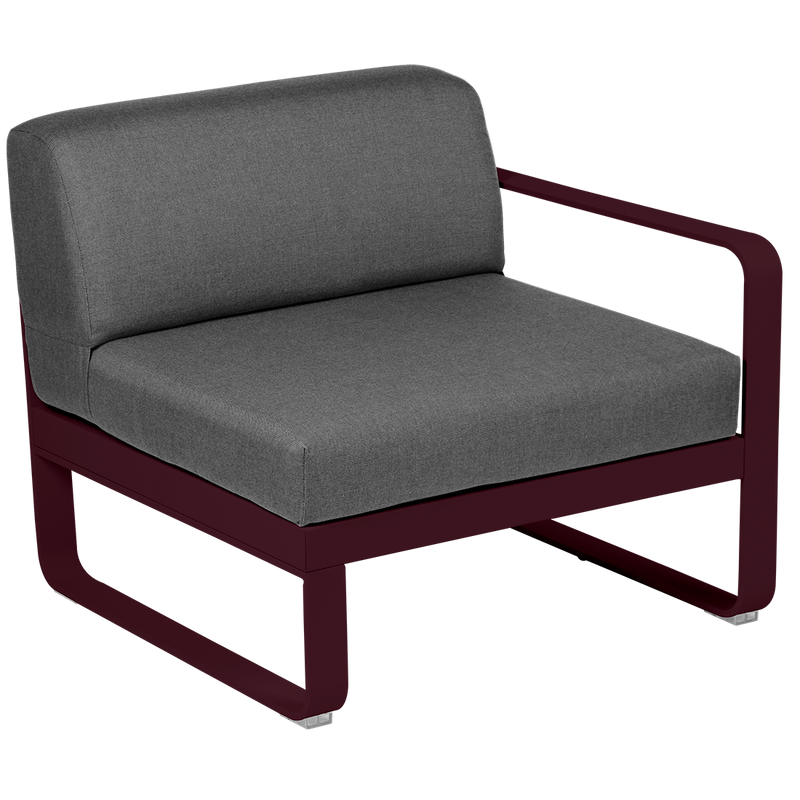 Load image into Gallery viewer, Fermob Bellevie 1-Seater Right Module – Black Cherry frame with Graphite Grey fabric cushions
