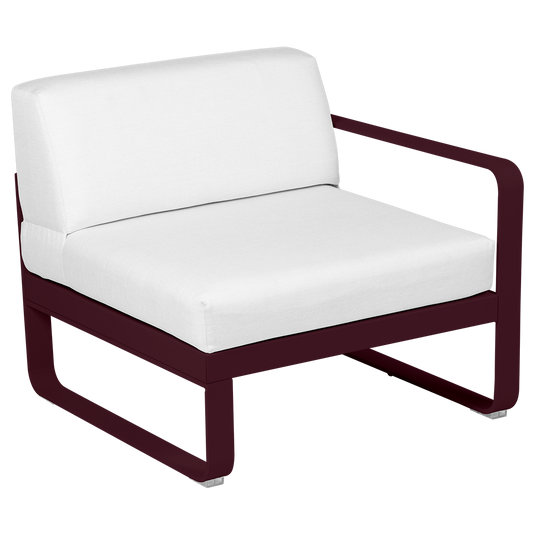 Fermob Bellevie 1-Seater Right Module – Black Cherry frame with Off-White fabric cushions