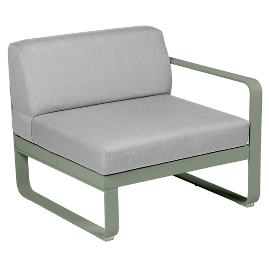 Fermob Bellevie 1-Seater Right Module – Cactus frame with Flannel Grey fabric cushions