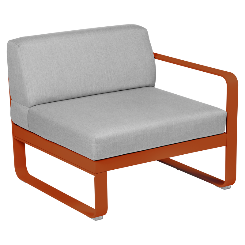 Load image into Gallery viewer, Fermob Bellevie 1-Seater Right Module – Candied Orange frame with Flannel Grey fabric cushions
