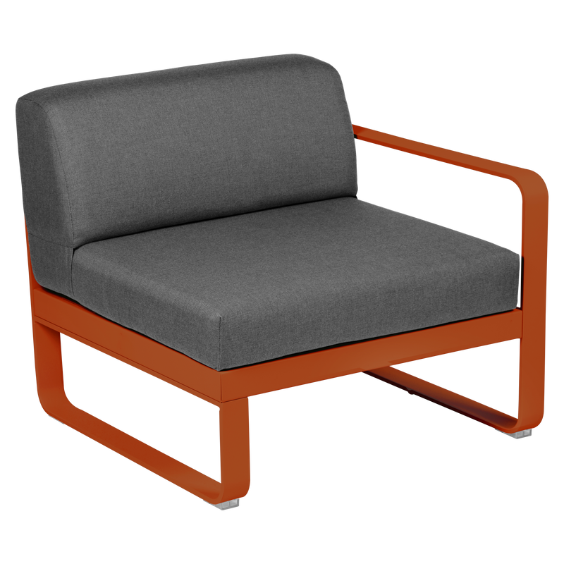 Load image into Gallery viewer, Fermob Bellevie 1-Seater Right Module – Candied Orange frame with Graphite Grey fabric cushions
